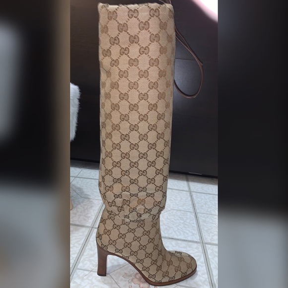 GUCCI GG canvas knee-high boots - Picture 1 of 7